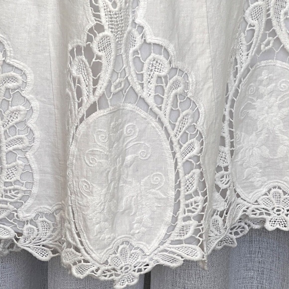 Lucy & Laurel Skirt Linen Blend Coastal Cowgirl Cut Out Lace Hem White Size 6 - Picture 5 of 8